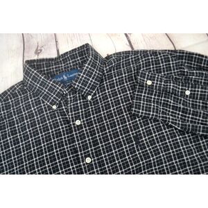 RALPH LAUREN Men's Blake Long Sleeve Button Front‎ Shirt SIZE LARGE Black Check